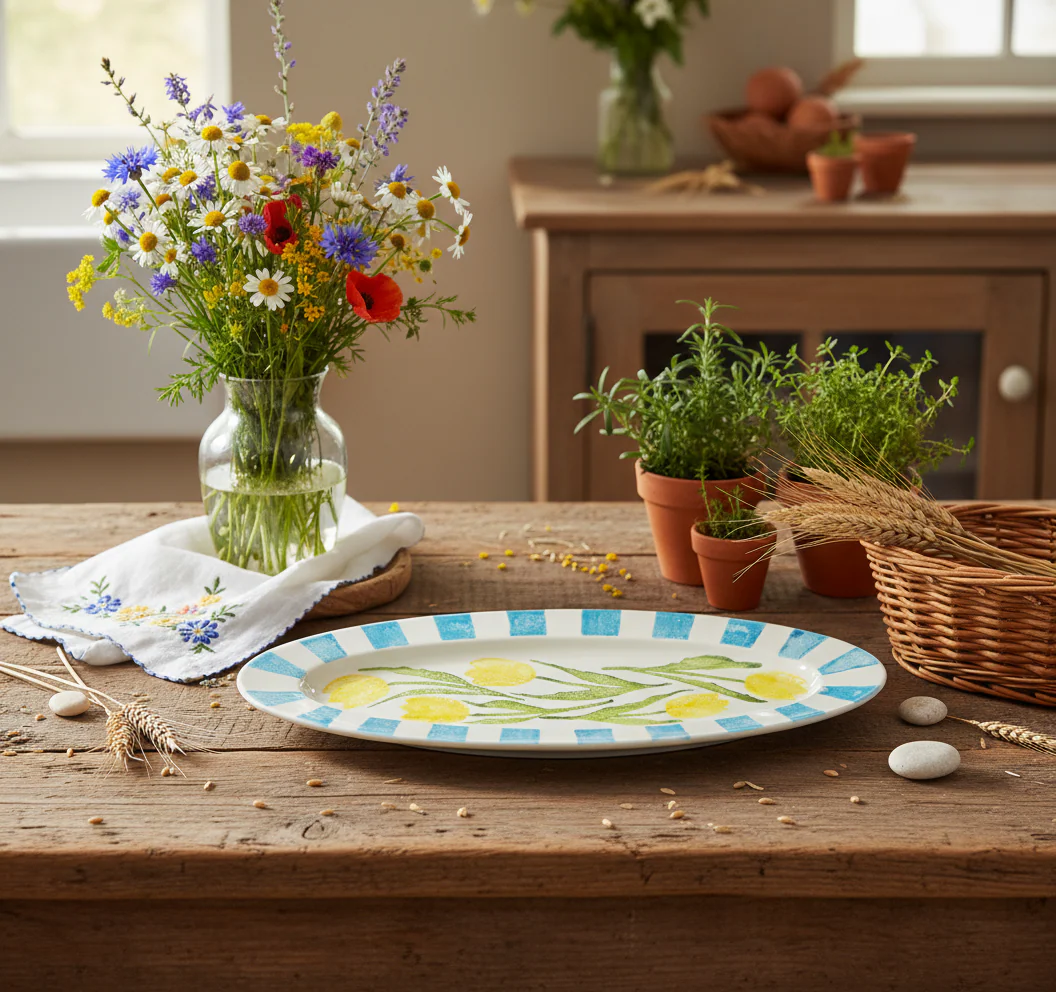 Bliss Home Tulip Rimmed Extra Large Oval Serving Platter - Image 3