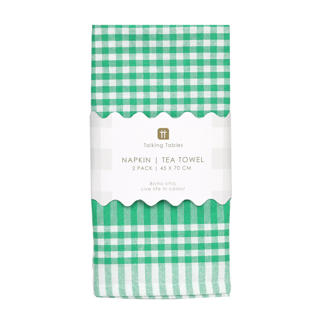 Bon Appetit Cotton Gingham Tea Towels, Green (Set Of 2)