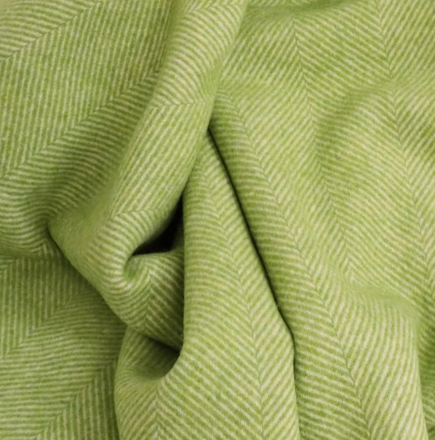 Bronte By Moon Herringbone Shetland Wool Throw, Apple - Image 6