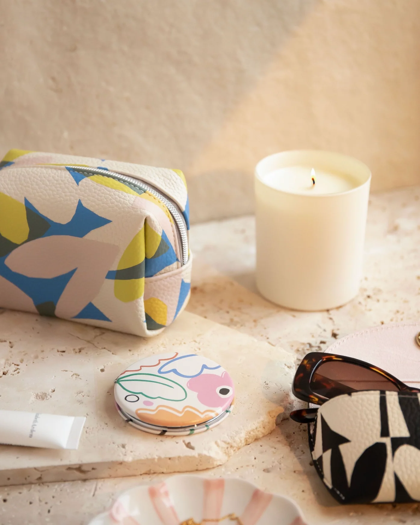 Caroline Gardner Mini Cube Cosmetic Bag, Confetti Hearts - Image 6