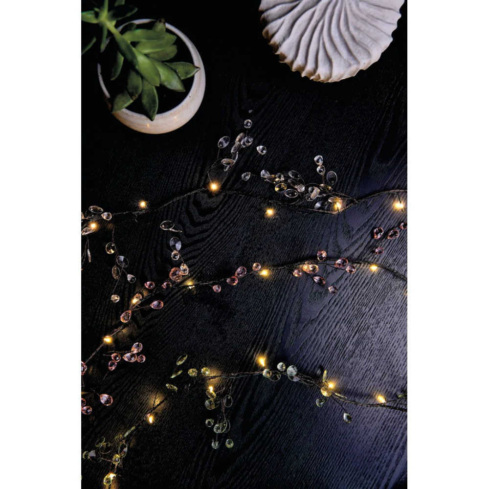 Clear Green Crystal Blossom LED Fairy Lights (Battery Powered) - Image 2