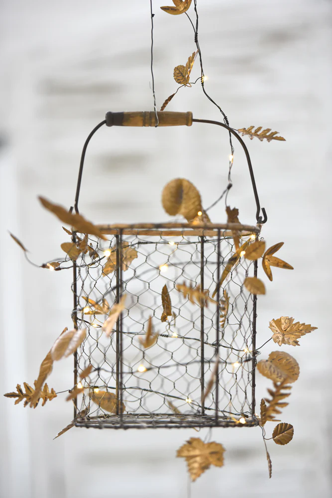 Handmade Metal LED Fairy Lights,Gold Leaves (Battery Operated)