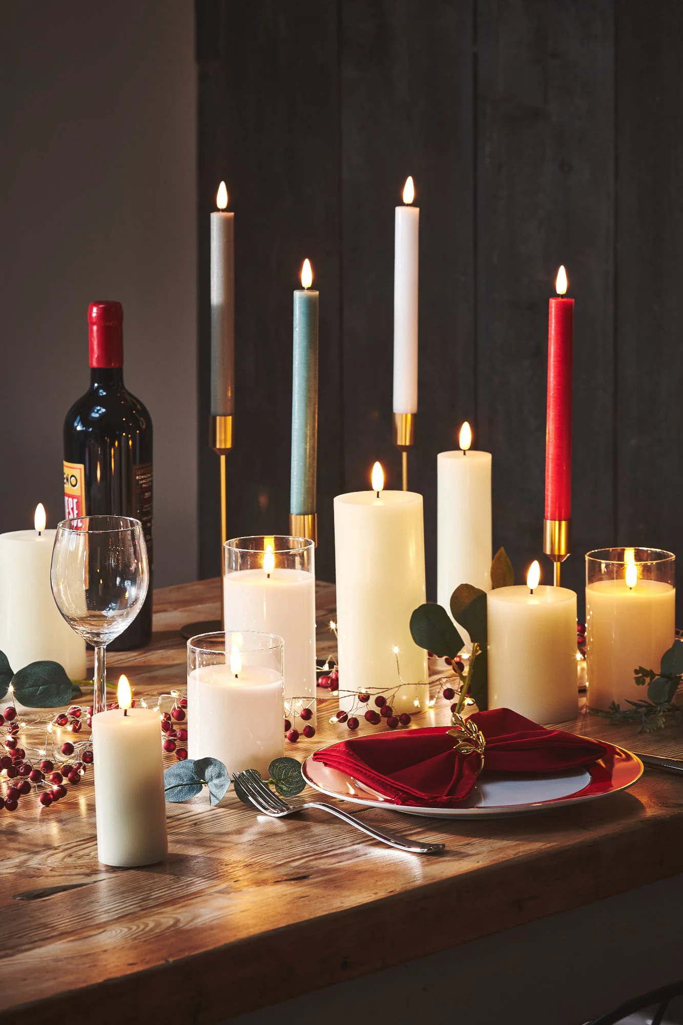 LED Pillar Candles  Warm White 5CM (Set Of 3) - Image 3