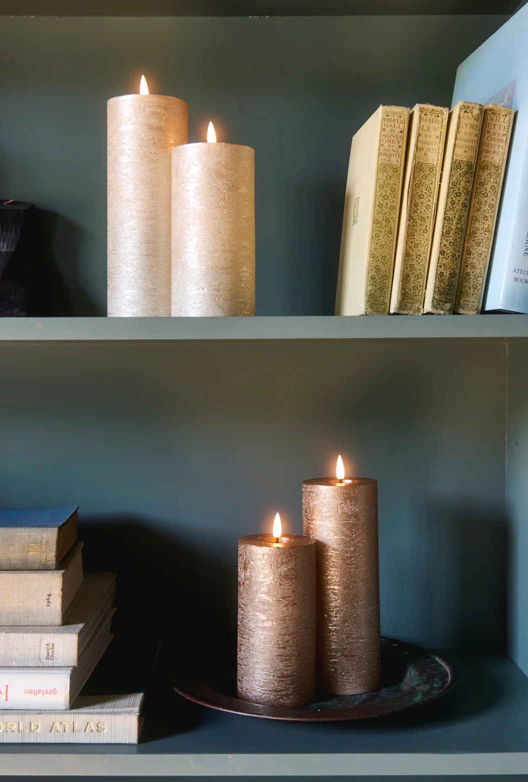 LED Pillar Metallic Candles Dark Champagne ( Set Of 2) - Image 5