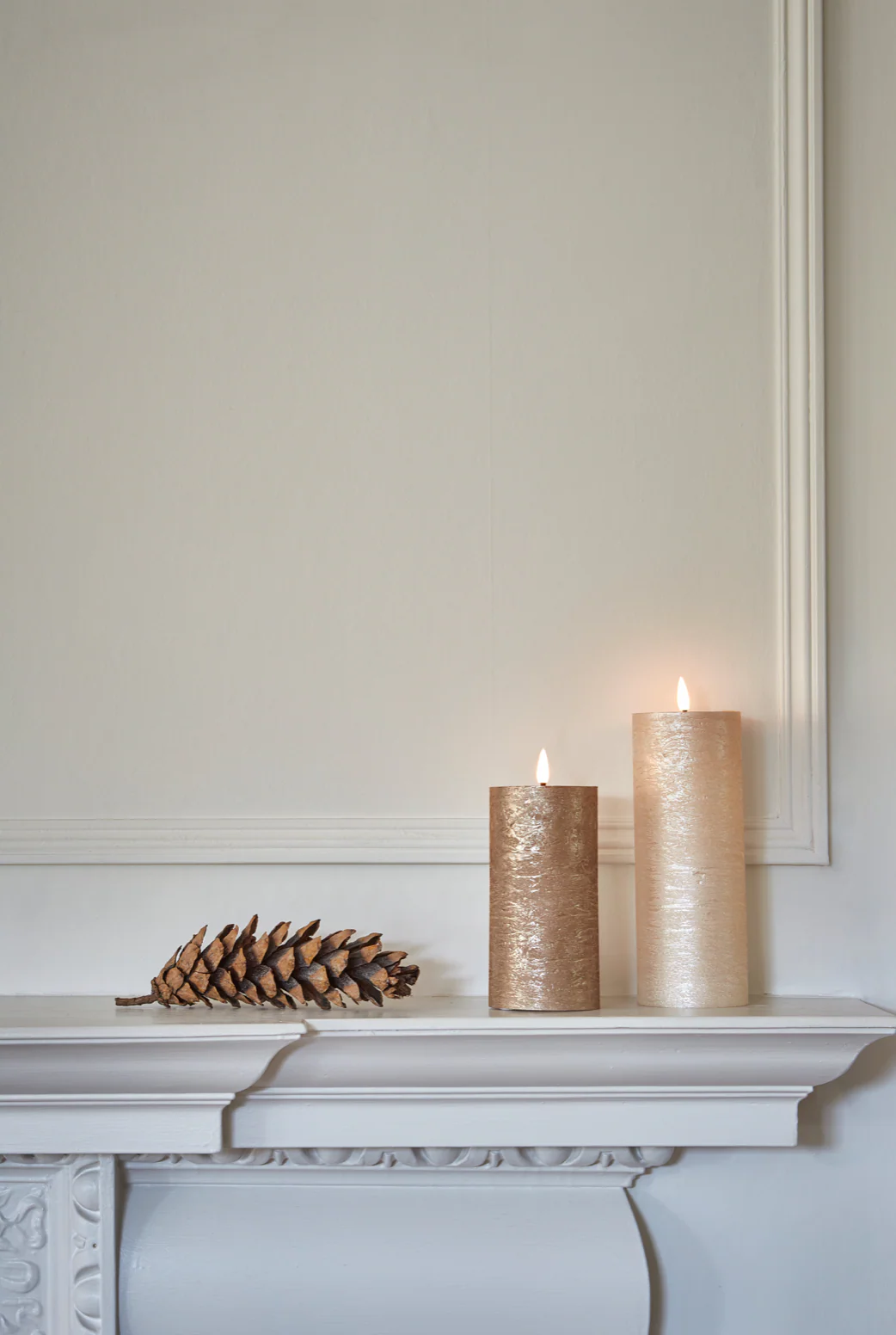 LED Pillar Metallic Candles Dark Champagne ( Set Of 2) - Image 7