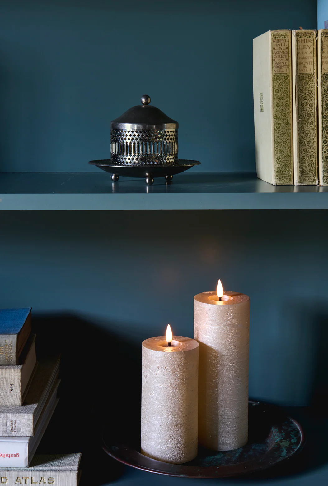 LED Pillar Metallic Candles Light Champagne (Set Of 2) - Image 3