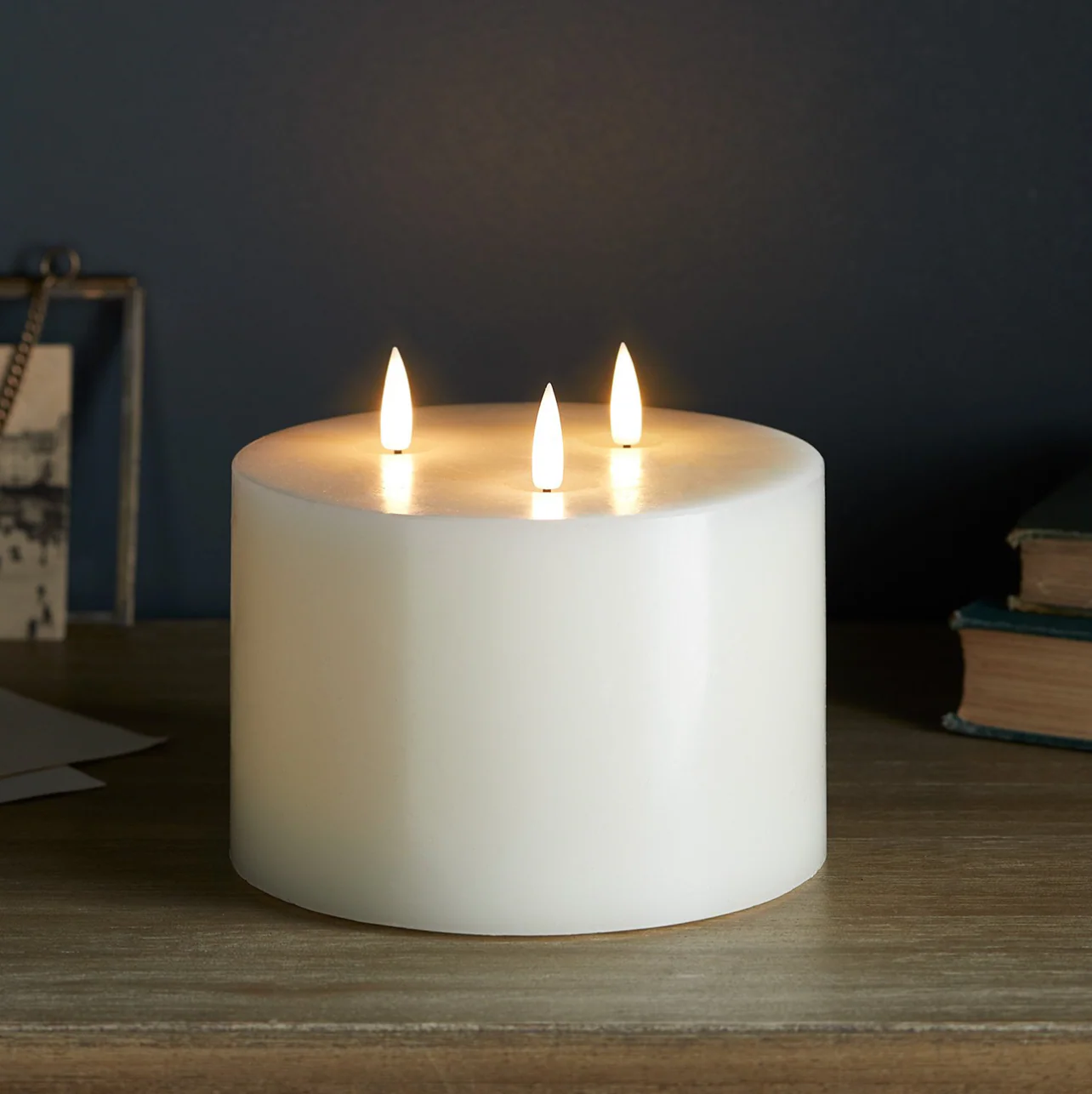 LED Three Wicker Candle Warm White, 15 CM - Image 3