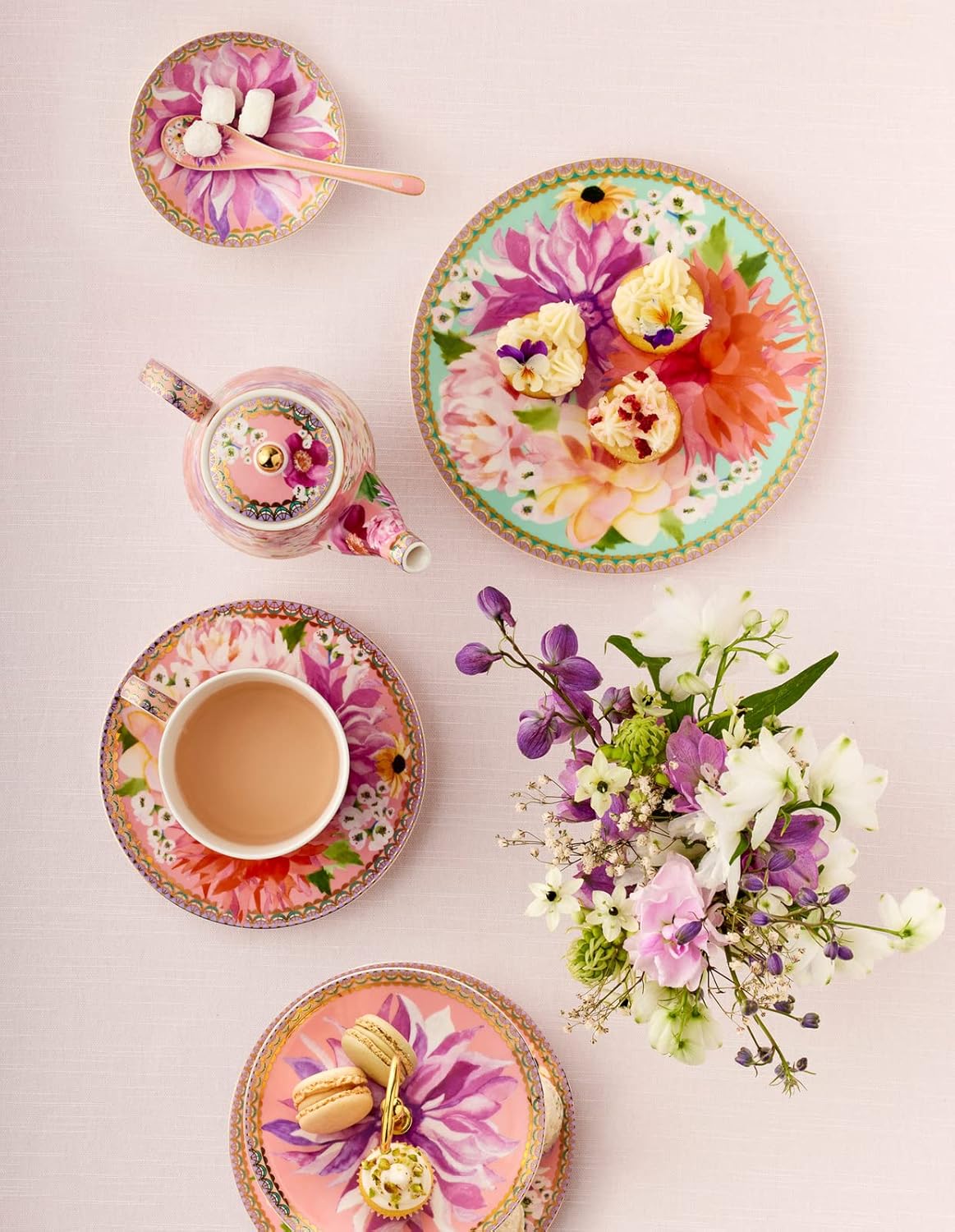 Maxwell & Williams Teas & C’S Dahlia Daze Ceramic Teaspoons, Pink (Set Of 4 ) - Image 3