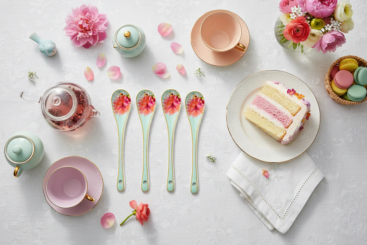 Maxwell & Williams Teas & C’S Dahlia Daze Ceramic Teaspoons, Sky (Set Of 4 ) - Image 7