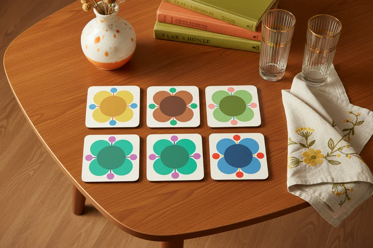 Orla Kiely Atomic Flower Coasters (Set Of 6 ) - Image 2