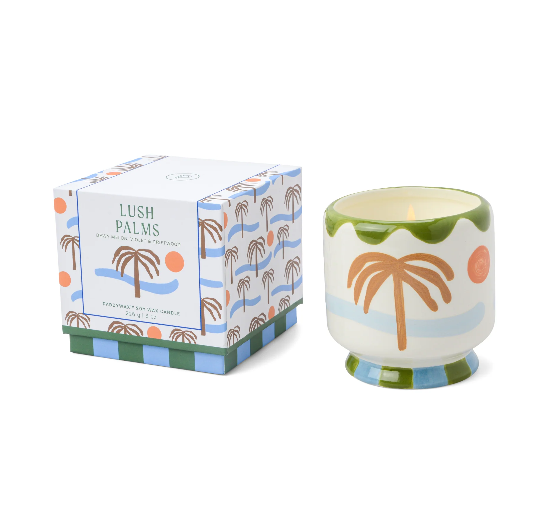 Paddywax A Dopo Palm Tree Ceramic Scented Candle, Sea Salt & Dewy Melon - Image 3