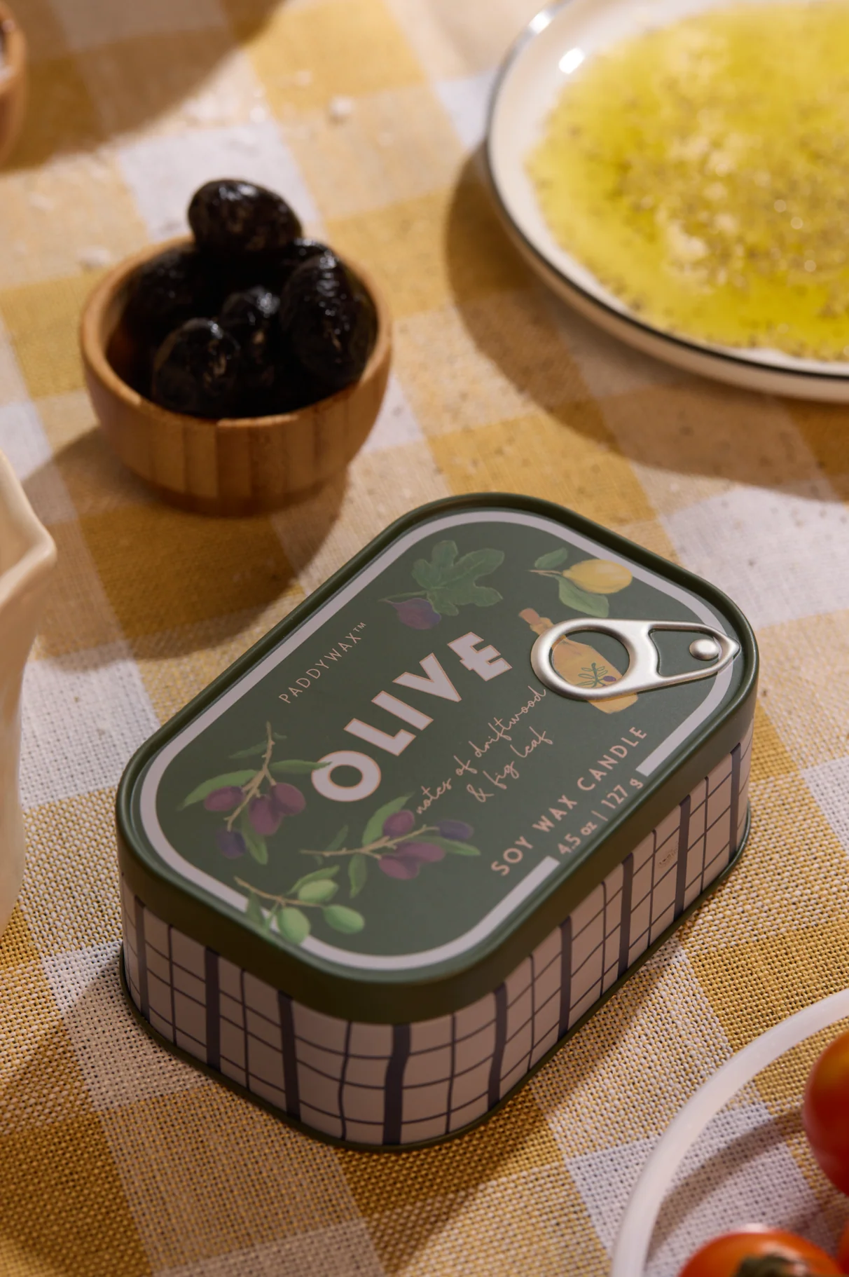 Paddywax Bistro Fig & Olive Tin Scented Candle, Driftwood & Fig Leaf - Image 4