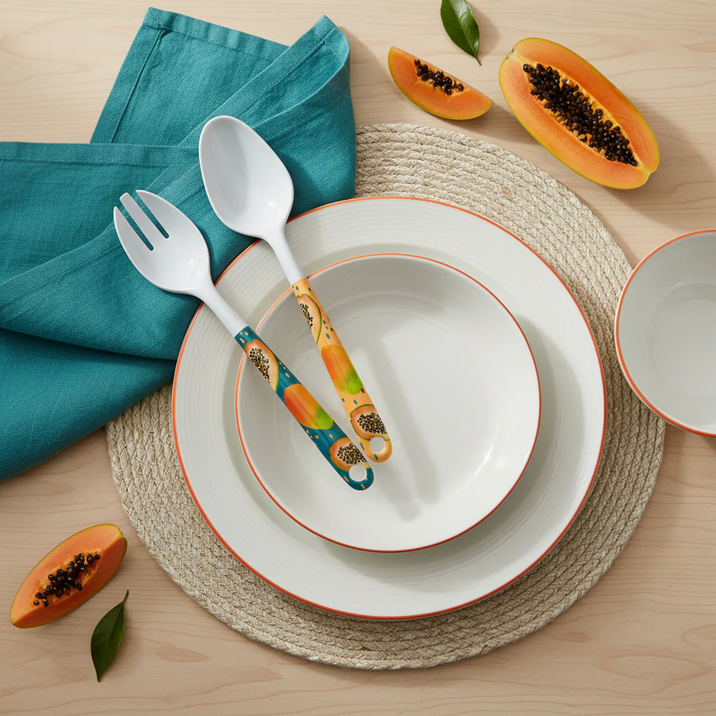 Papaya Bliss Melamine Salad Servers - Image 2