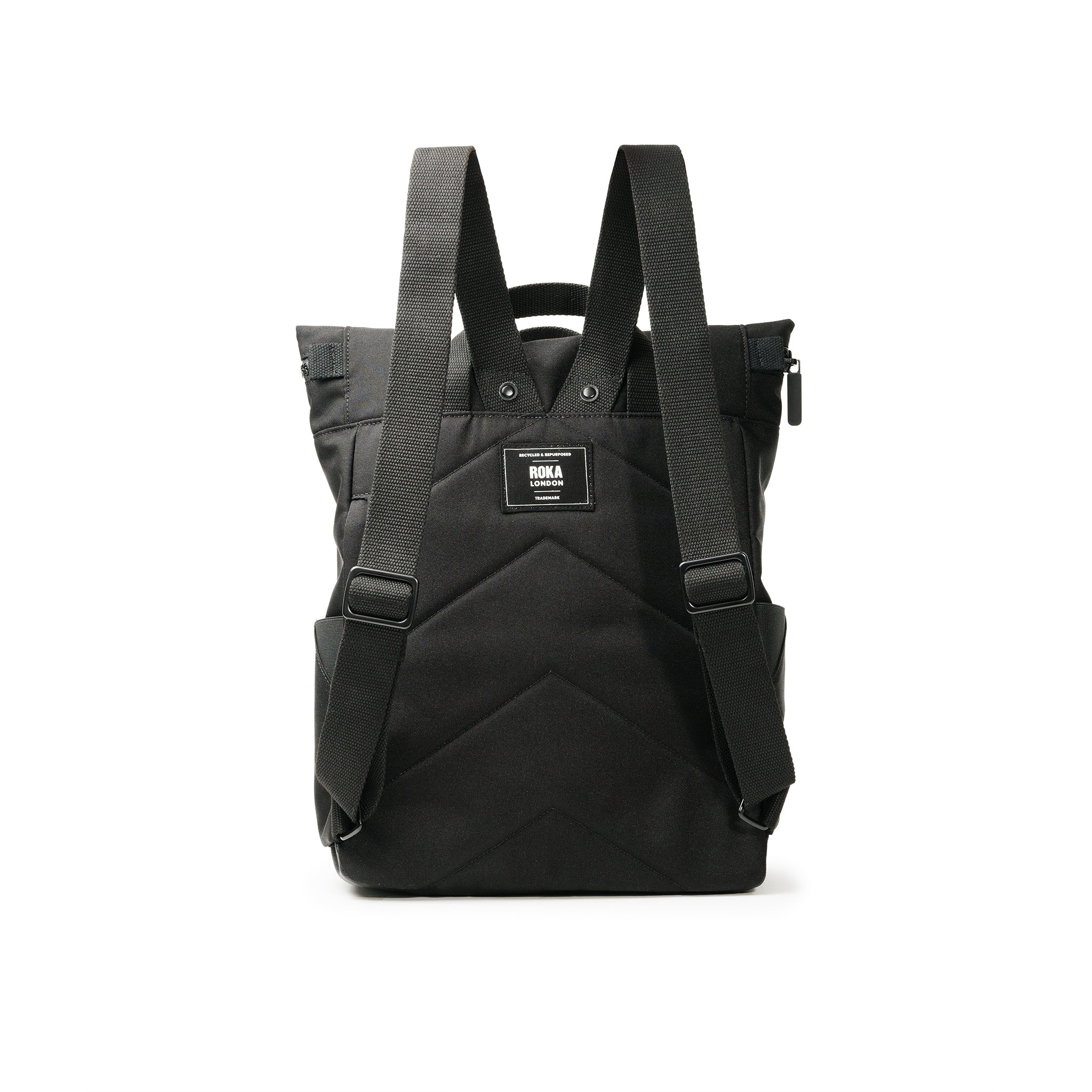Roka London All Black Canfield B Medium Rucksack, (Sustainable Canvas) - Image 3