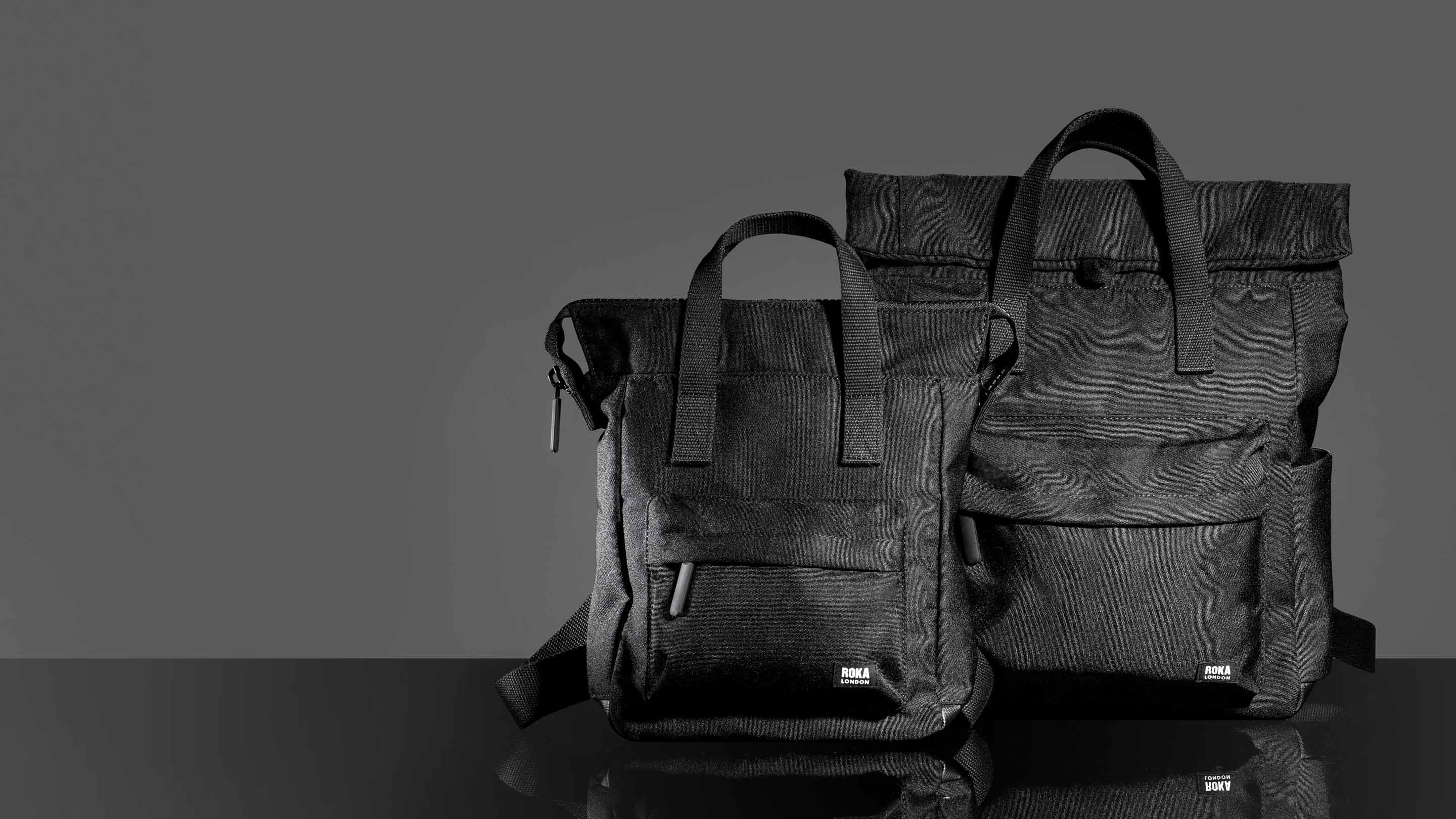Roka London All Black Canfield B Medium Rucksack, (Sustainable Canvas) - Image 8