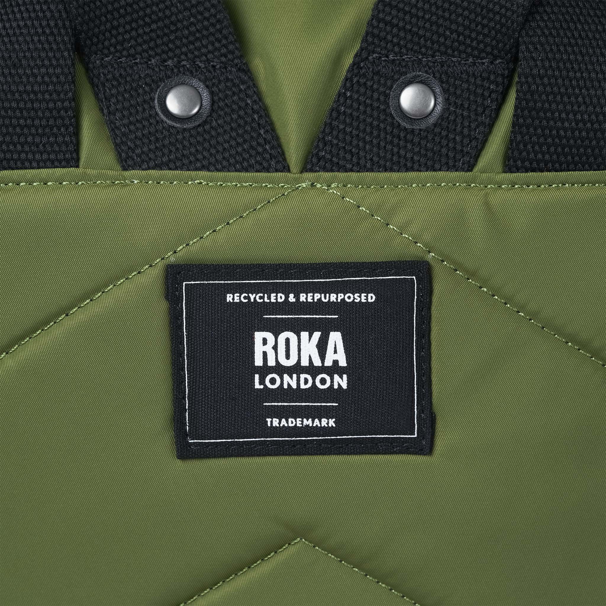 Roka London Black Label, Canfield B Medium Rucksack, Avocado (Sustainable Nylon) - Image 4