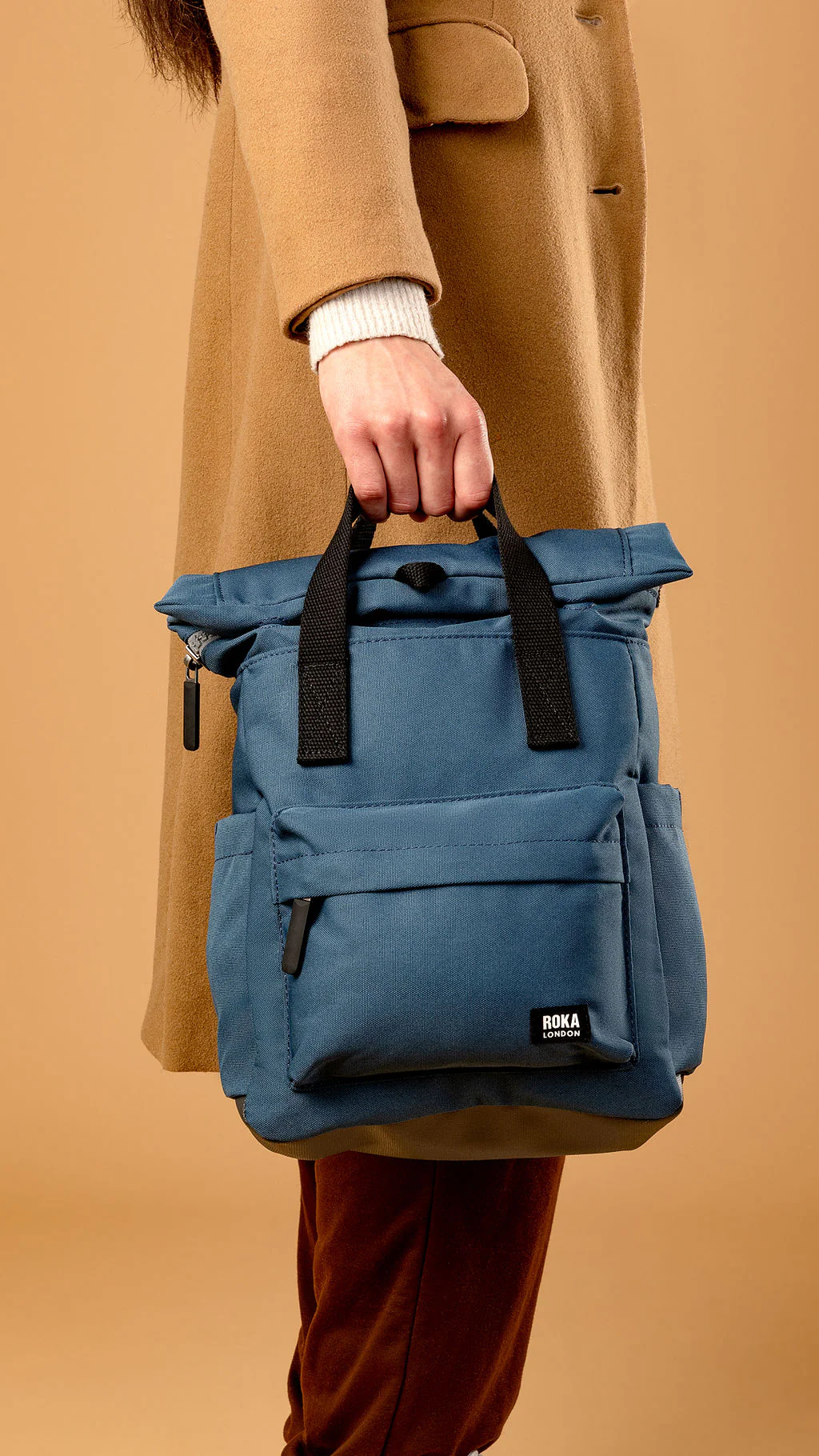 Roka London Black Label, Canfield B Small Rucksack, Pacific (Sustainable Canvas) - Image 9