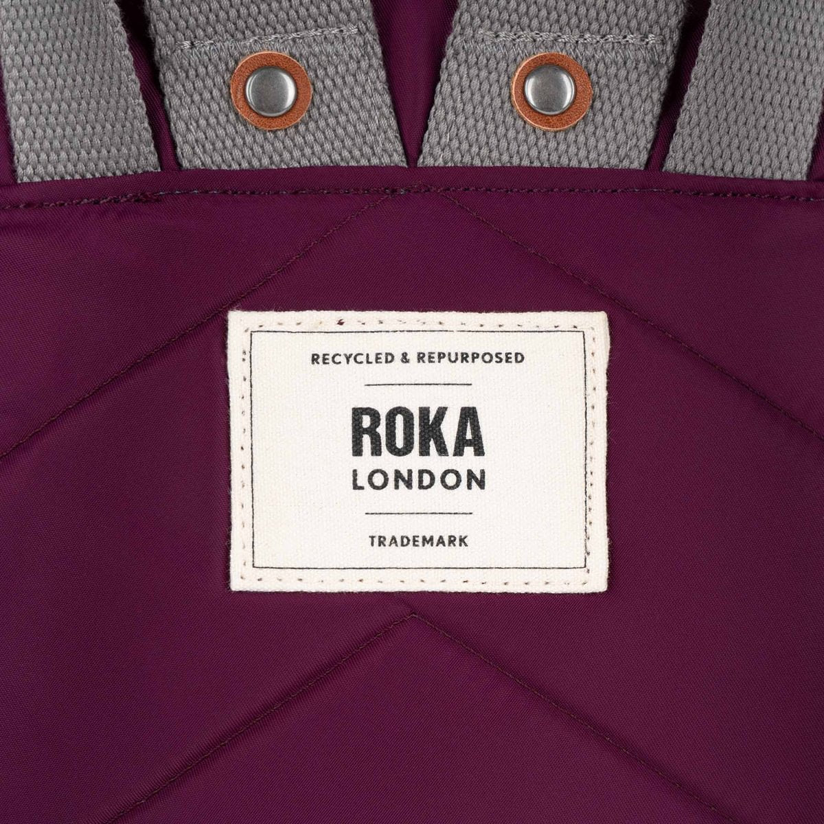 Roka London Canfield B Small Sustainable Nylon Rucksack, Royal Burgundy - Image 7
