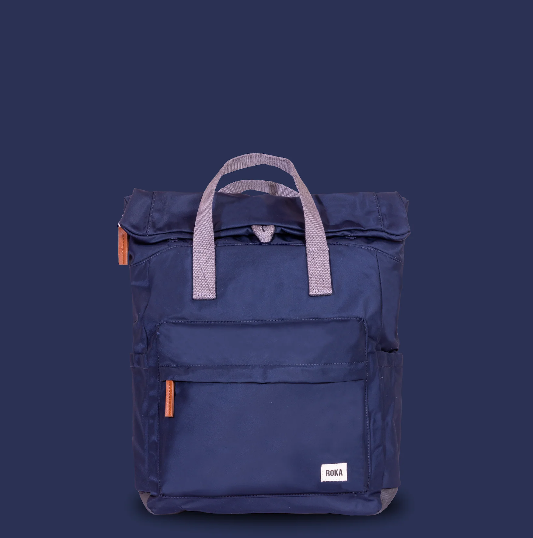 Roka London Canfield B Sustainable Nylon Rucksack, Midnight - Image 8