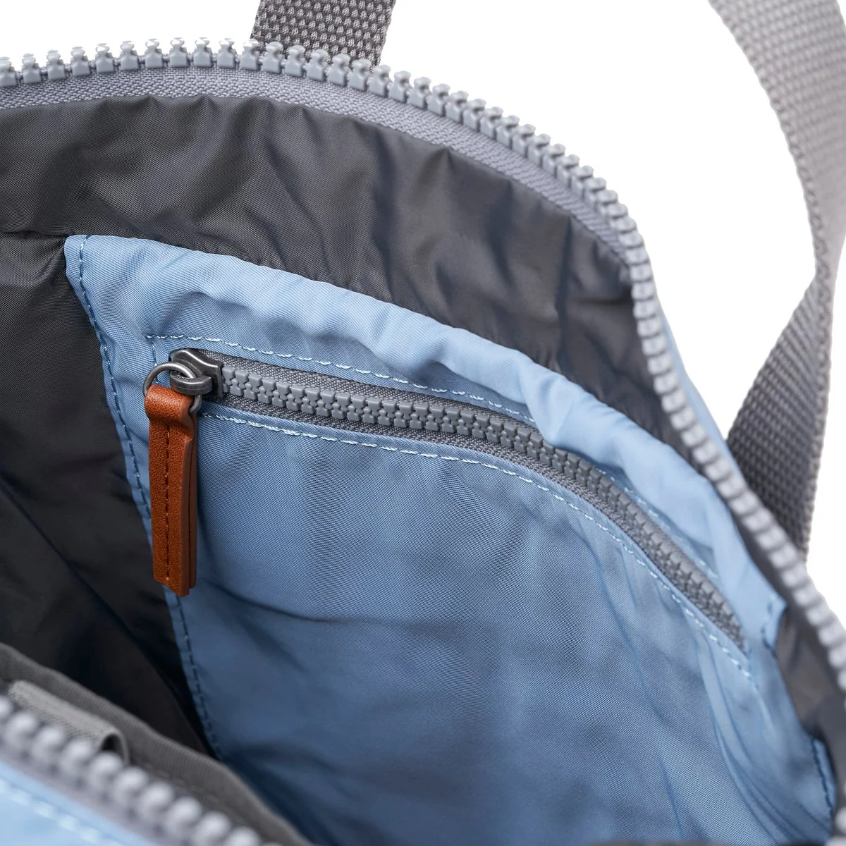 Roka London Canfield B Sustainable Nylon Rucksack, Retro Blue - Image 4