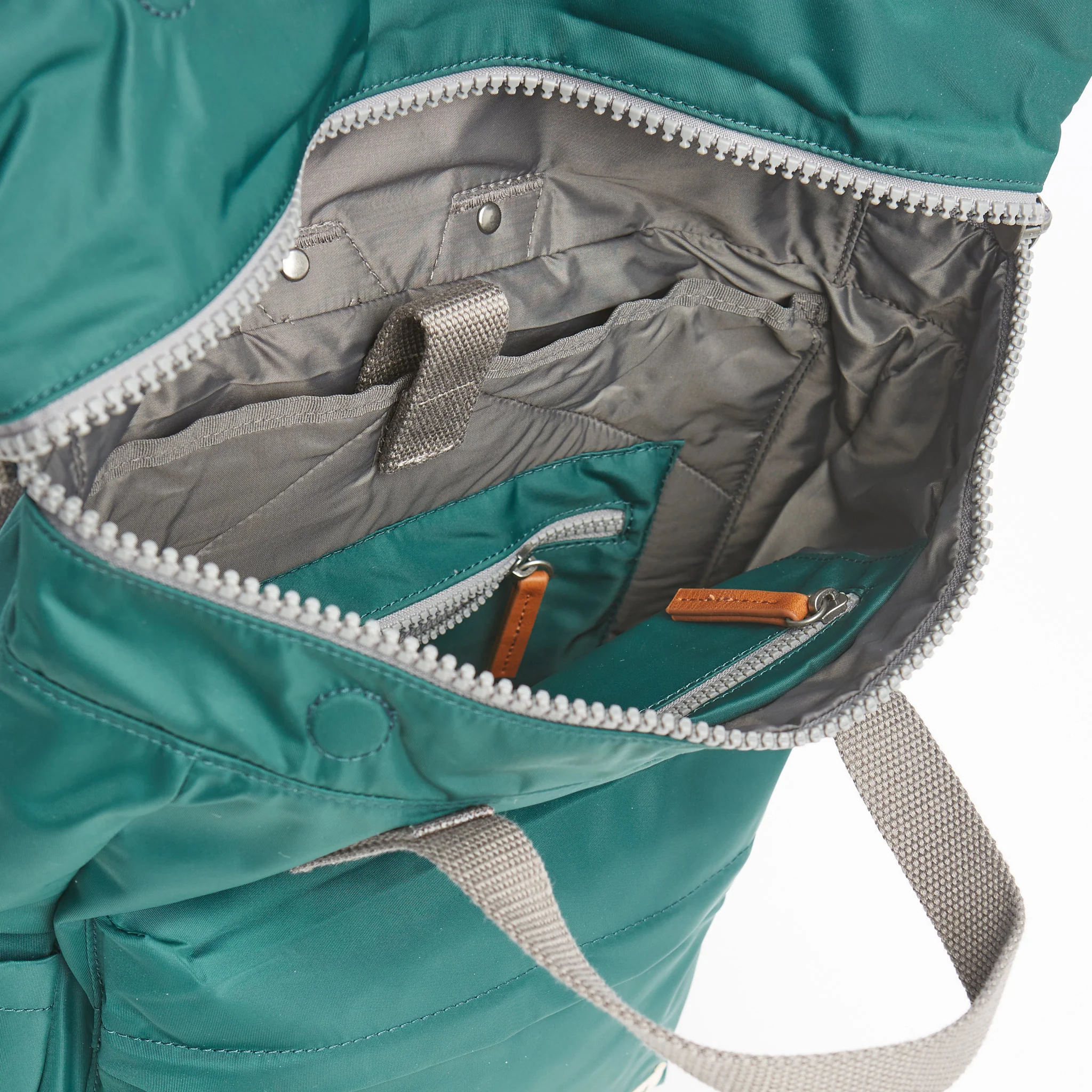 Roka London Canfield B Sustainable Nylon Rucksack, Teal - Image 5