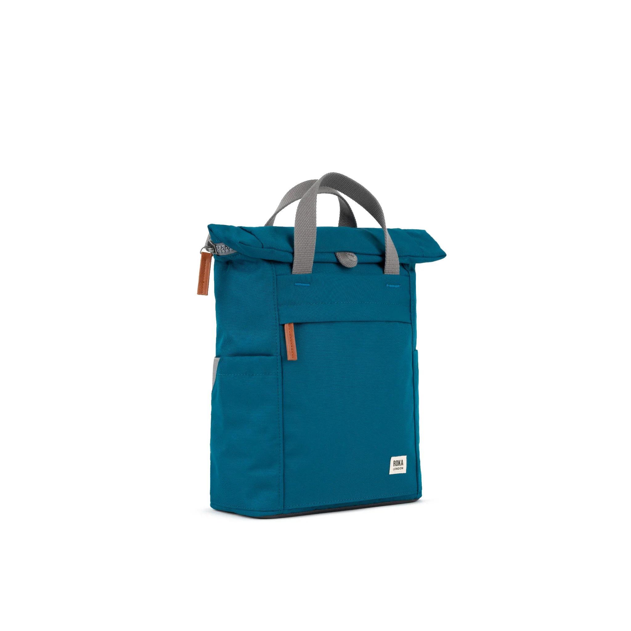 Roka London Finchley Small Sustainable Canvas Rucksack, Sapphire - Image 2