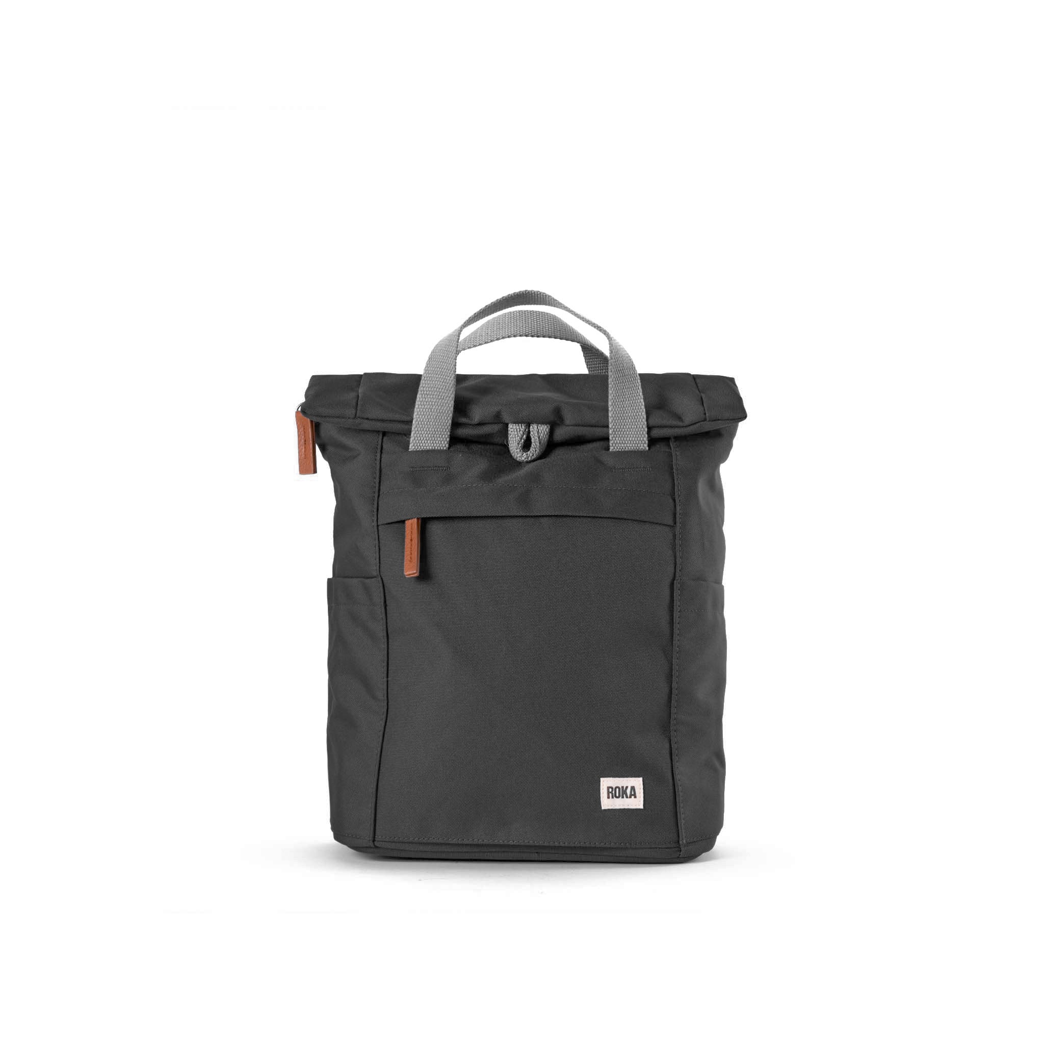 Roka London Finchley Sustainable Canvas Rucksack, Carbon - Image 11