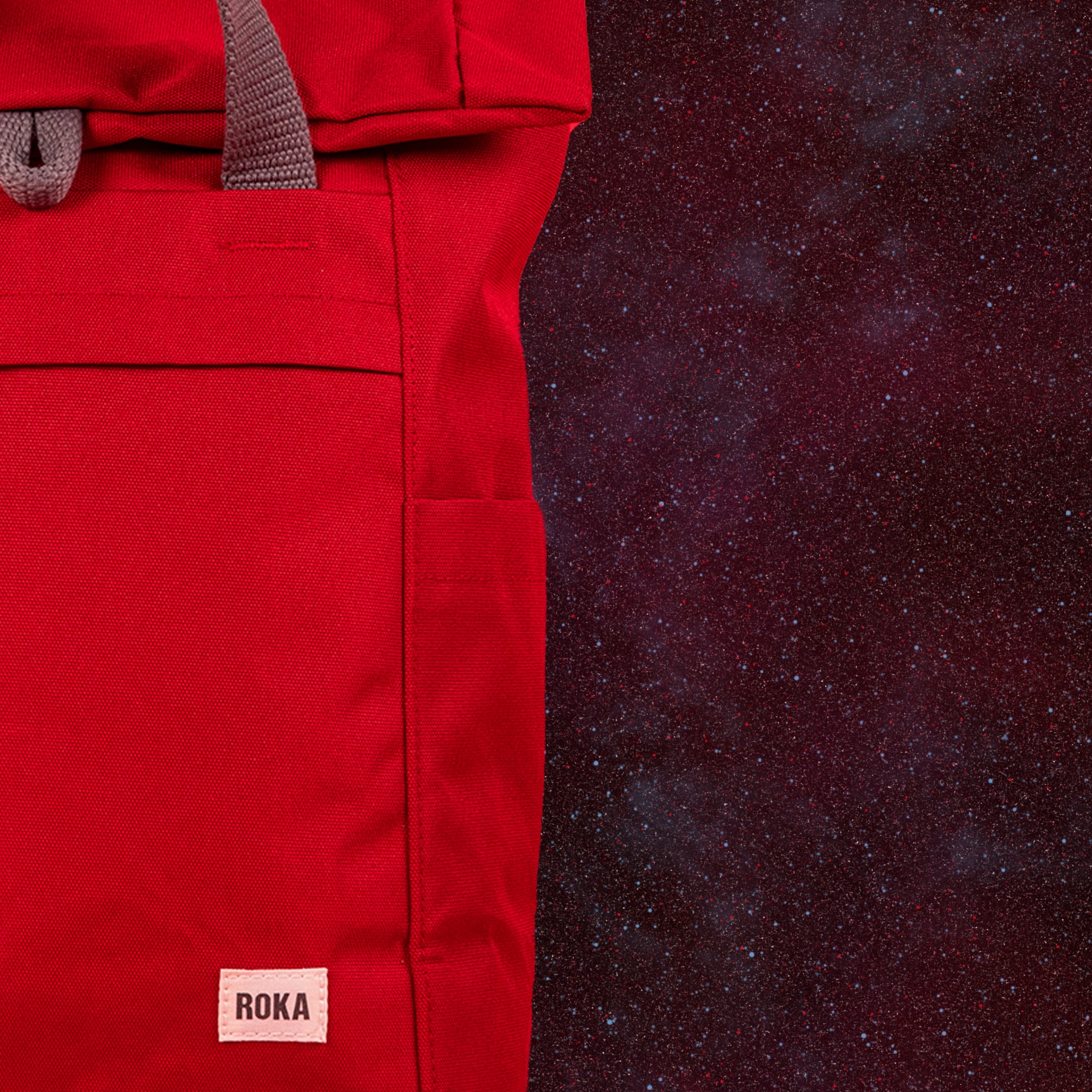 Roka London Finchley Sustainable Canvas Rucksack, Mars Red - Image 11