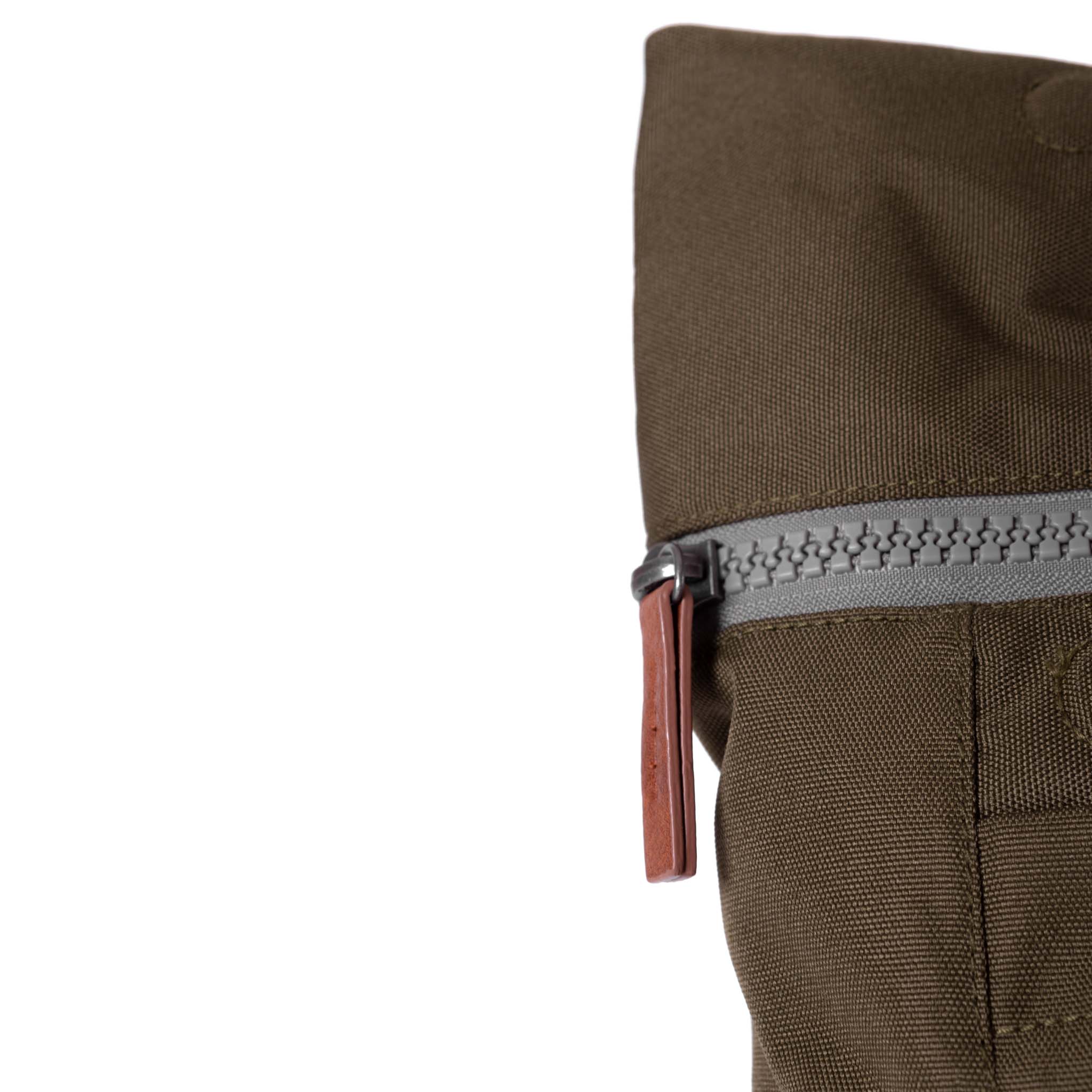 Roka London Finchley Sustainable Canvas Rucksack, Moss - Image 6