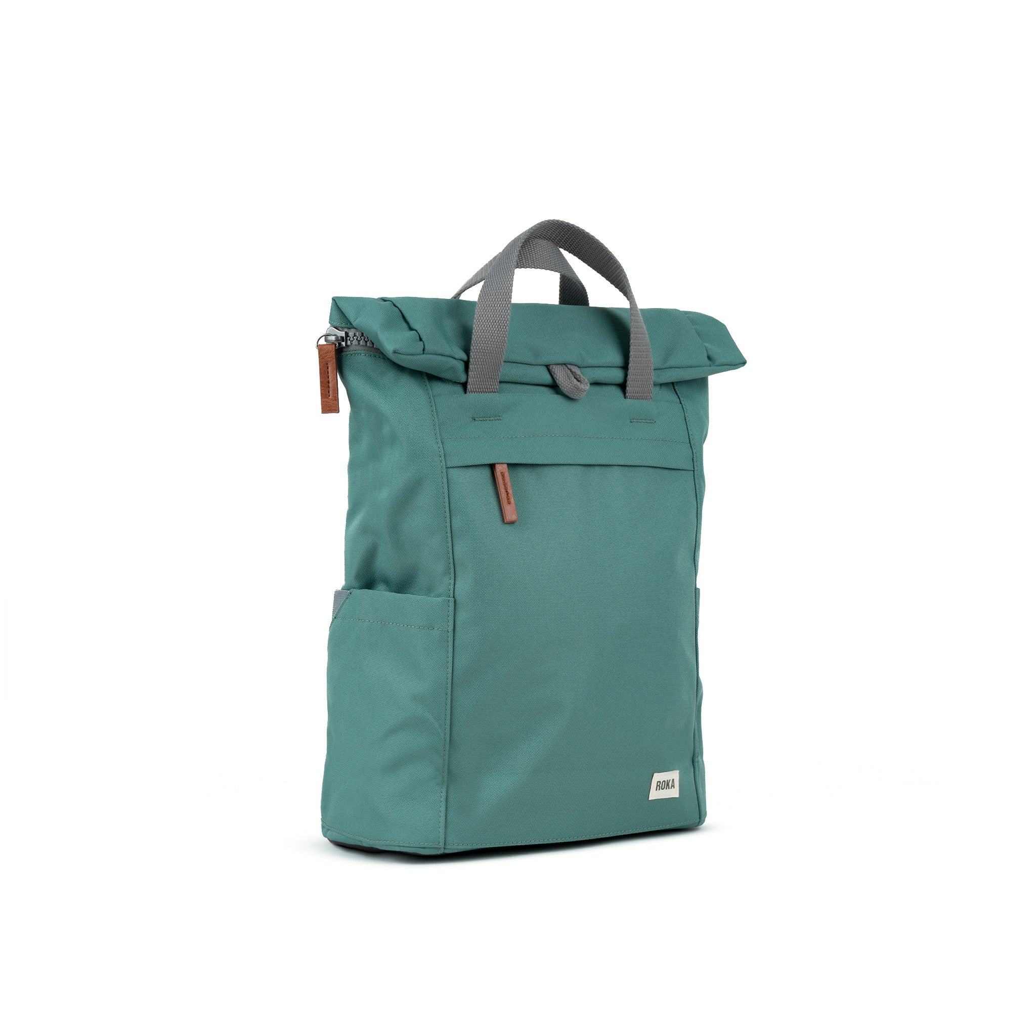 Roka London Finchley Sustainable Canvas Rucksack, Sage Green - Image 2