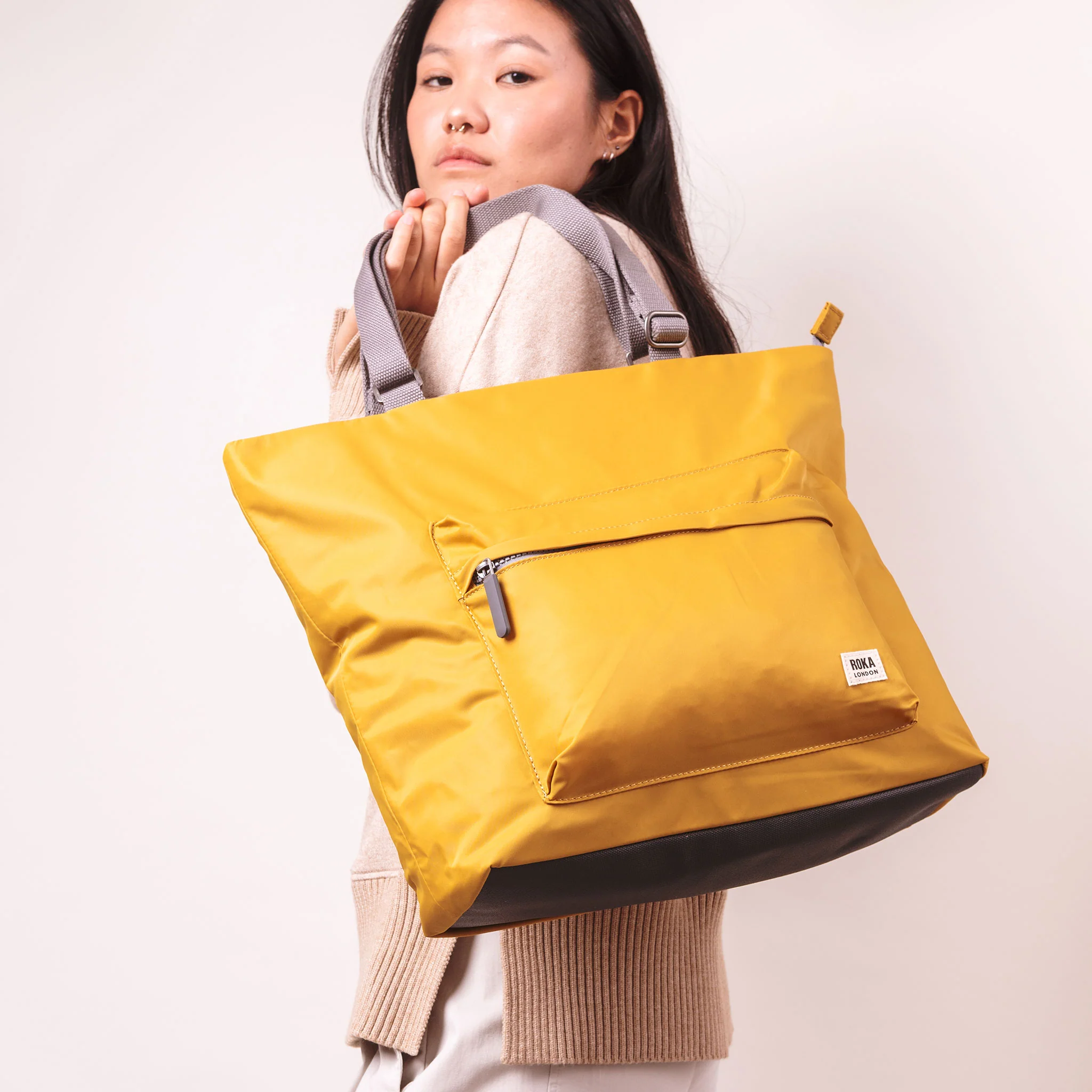 Roka London Trafalgar B Tote Bag, Corn (Recycled Nylon ) - Image 10