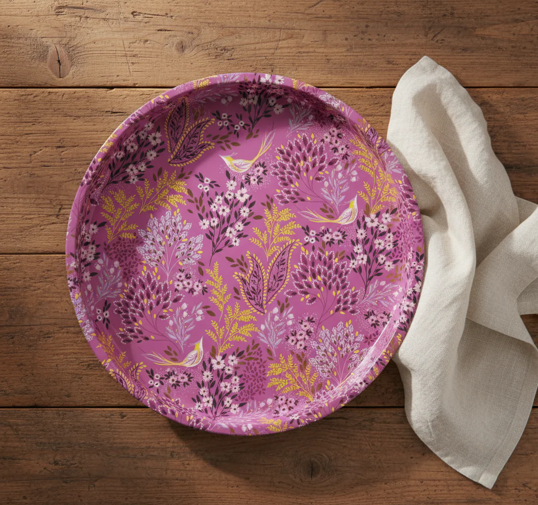 Sara Miller Round Mini Serving Tray, Haveli Garden - Image 4