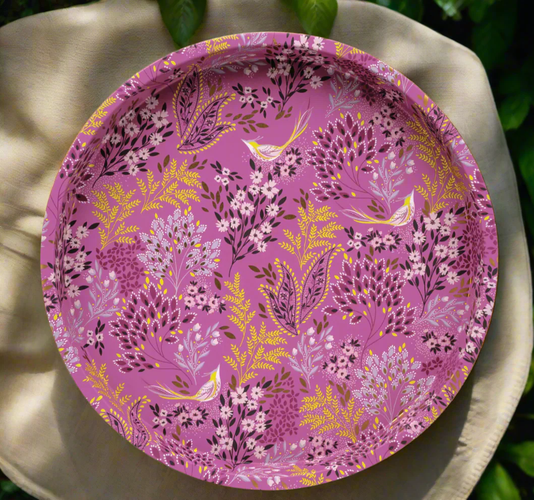Sara Miller Round Mini Serving Tray, Haveli Garden - Image 5
