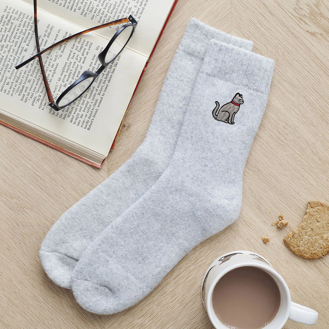 Sweet William Grey Cat Wool Socks - Image 2