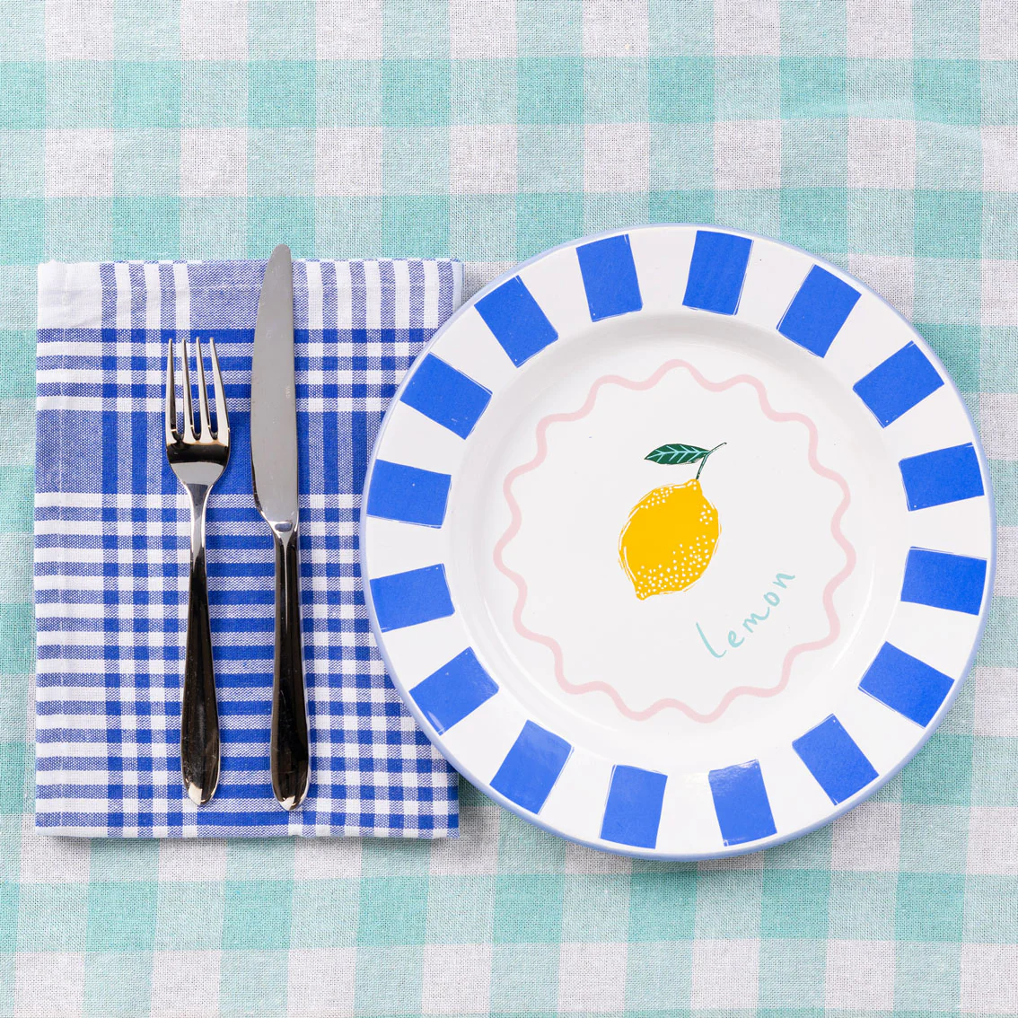 Talking Tables Bon Appetit Gingham Cotton Tablecloth, Mint - Image 8