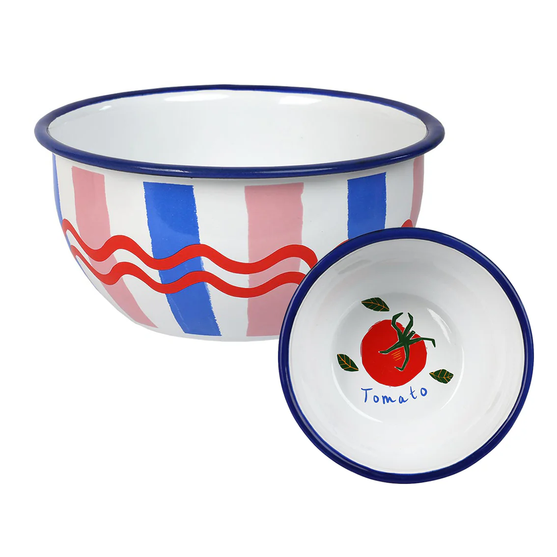 Talking Tables Bon Appetit Striped  Enamel Bowl , (16CM) - Image 3