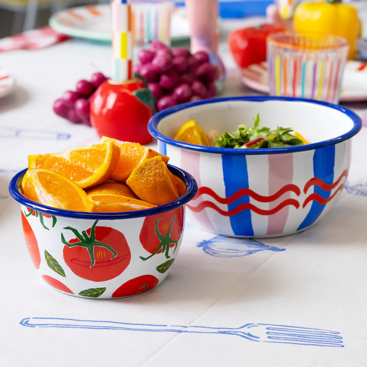 Talking Tables Bon Appetit Striped  Enamel Bowl , (16CM) - Image 5