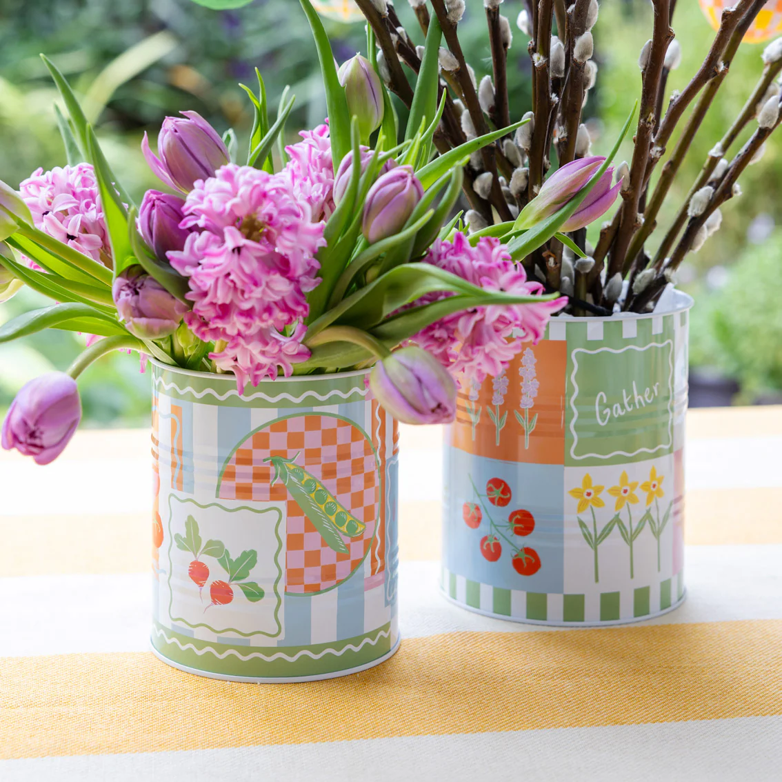 Talking Tables Bon Appetit Utensil Holder, Spring Icons (Set Of 2) - Image 3