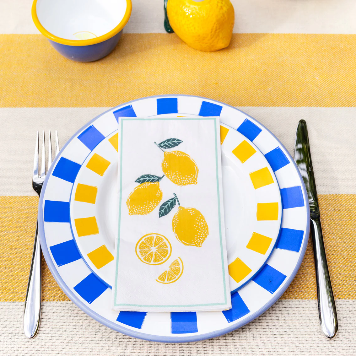 Talking Tables Lemon  Long Lunch Paper Napkins ( 16 Pack) - Image 3