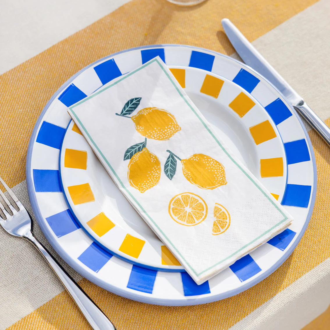 Talking Tables Lemon  Long Lunch Paper Napkins ( 16 Pack) - Image 4