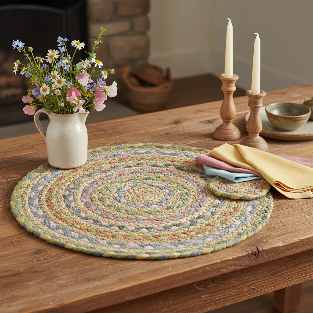 The Braided Rug Company Jute placemats, Pastel Fairisle (Set Of 6) - Image 3