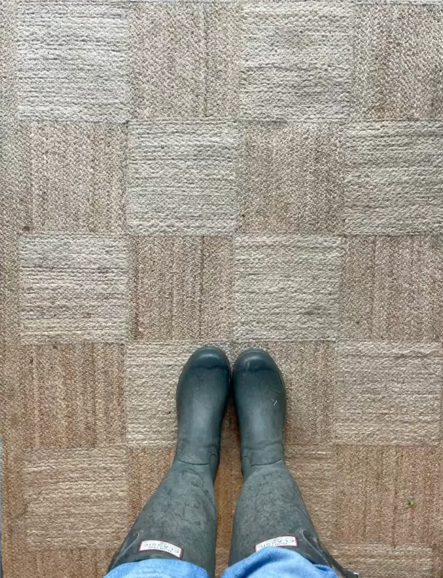 The Braided Rug Company Jute Rug, Natural / White Tiles - Image 4