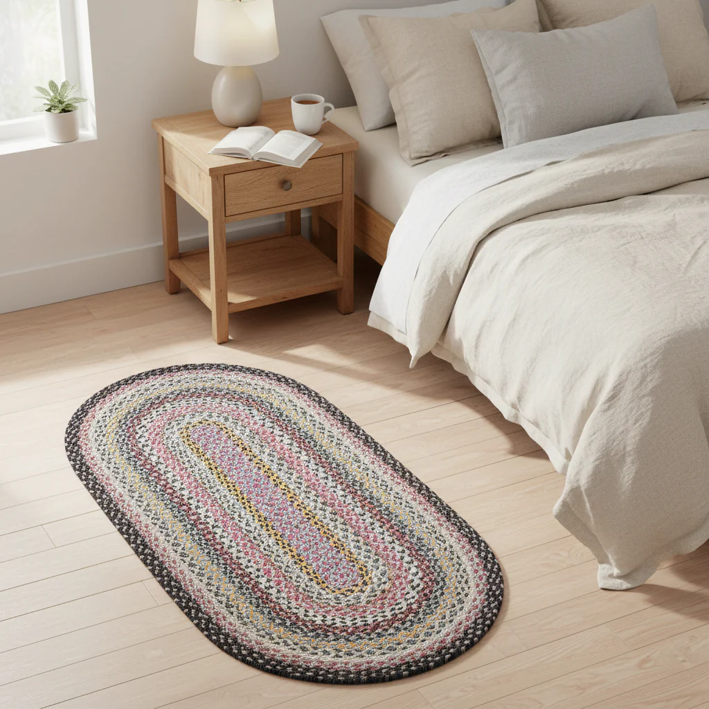 The Braided Rug Company Oval Jute Rug, Misty Blue - Image 3