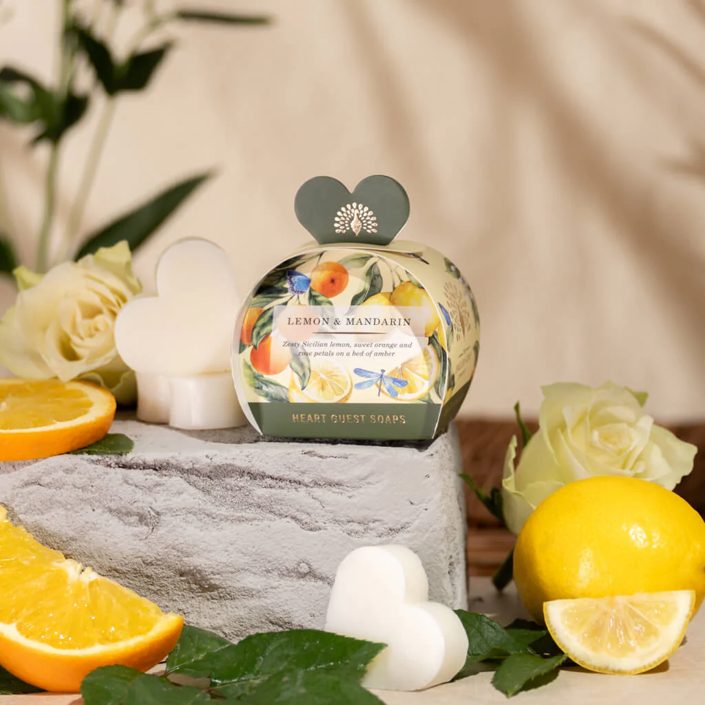 The English Soap Company Signature,Lemon & Mandarin Mini Heart Soaps - Image 2