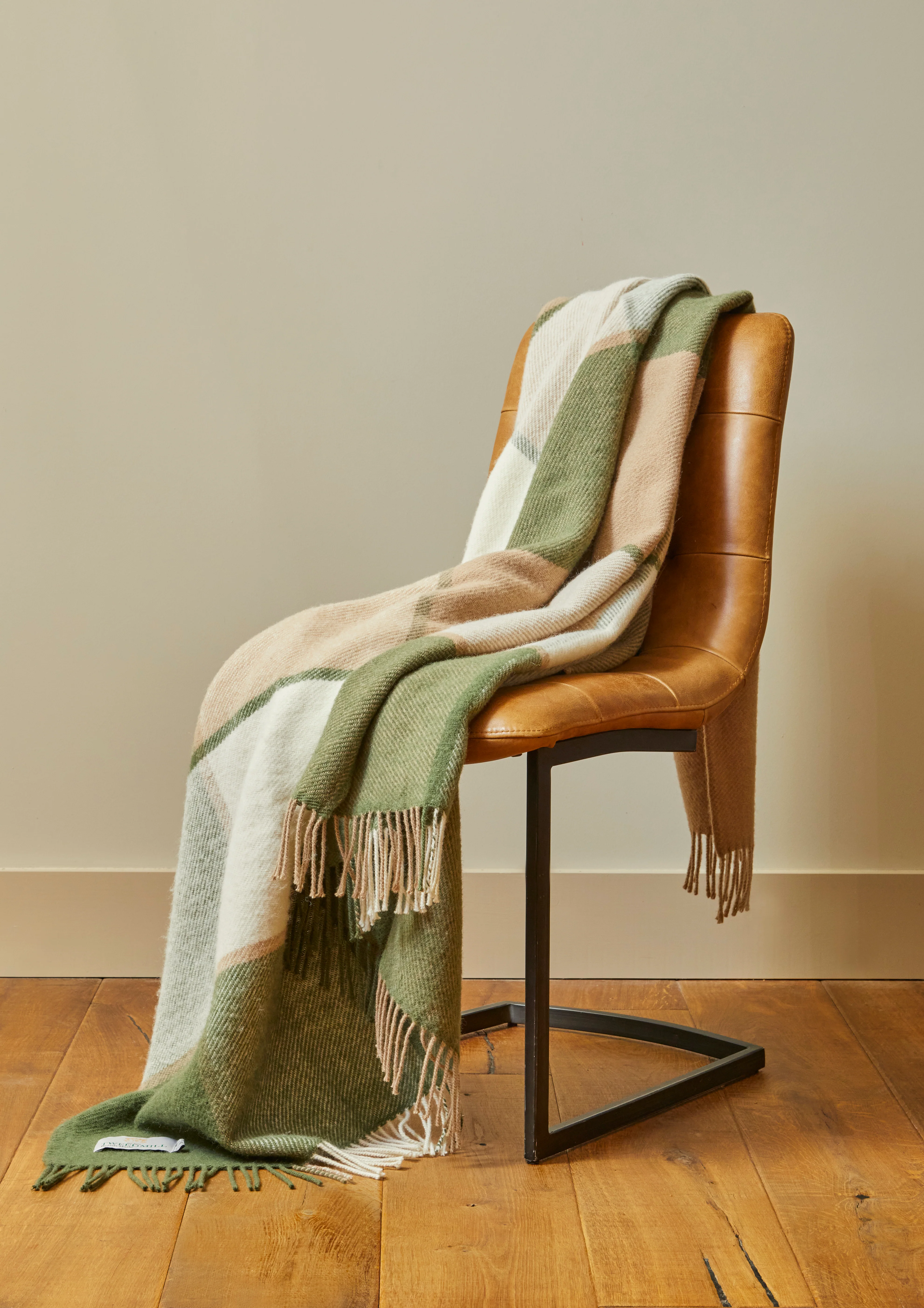 Tweedmill Block Check Pure New Wool Throw, Olive - Image 9
