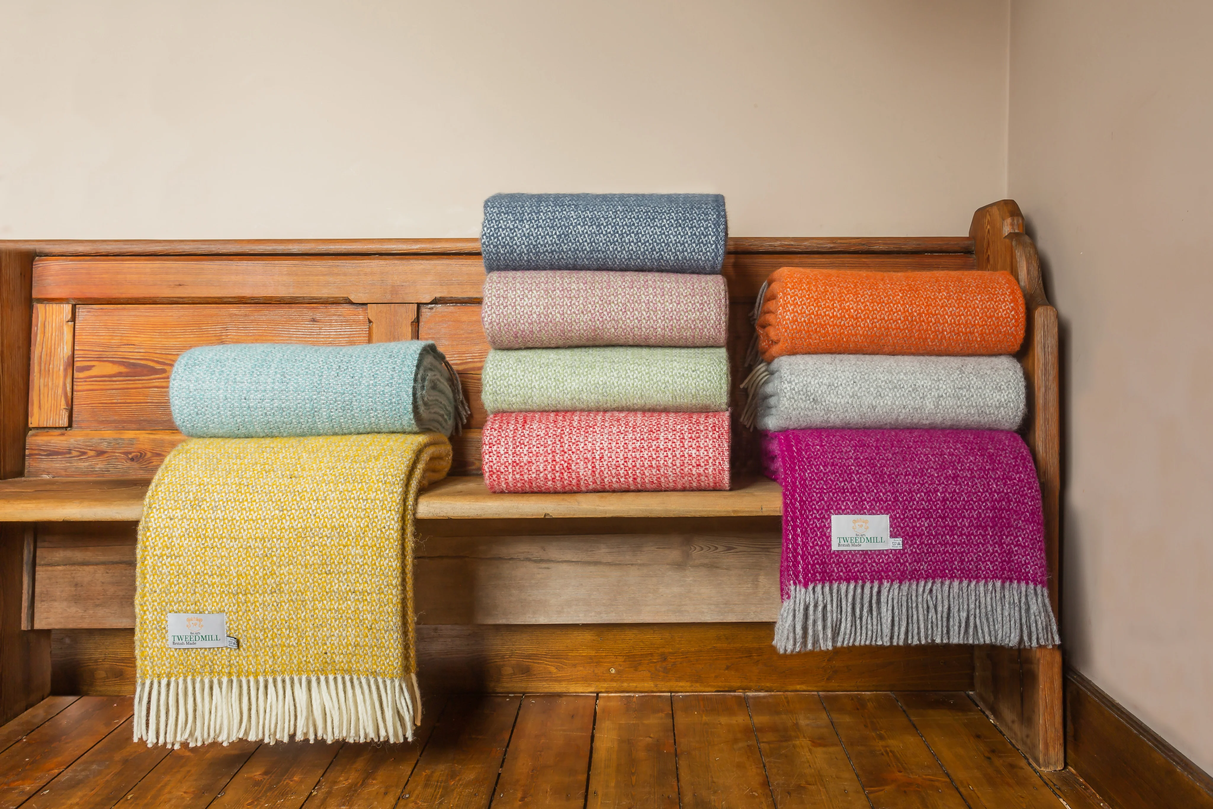 Tweedmill Illusion Pure New Wool Throw, Pumpkin - Image 7