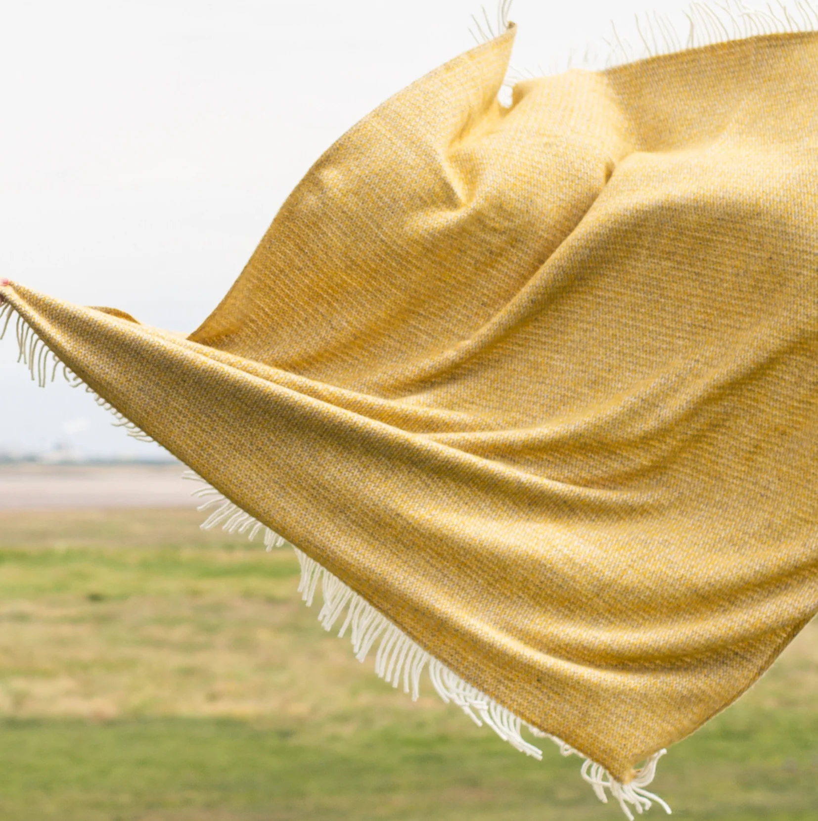 Tweedmill Illusion Pure New Wool Throw, Yellow & Grey - Image 5