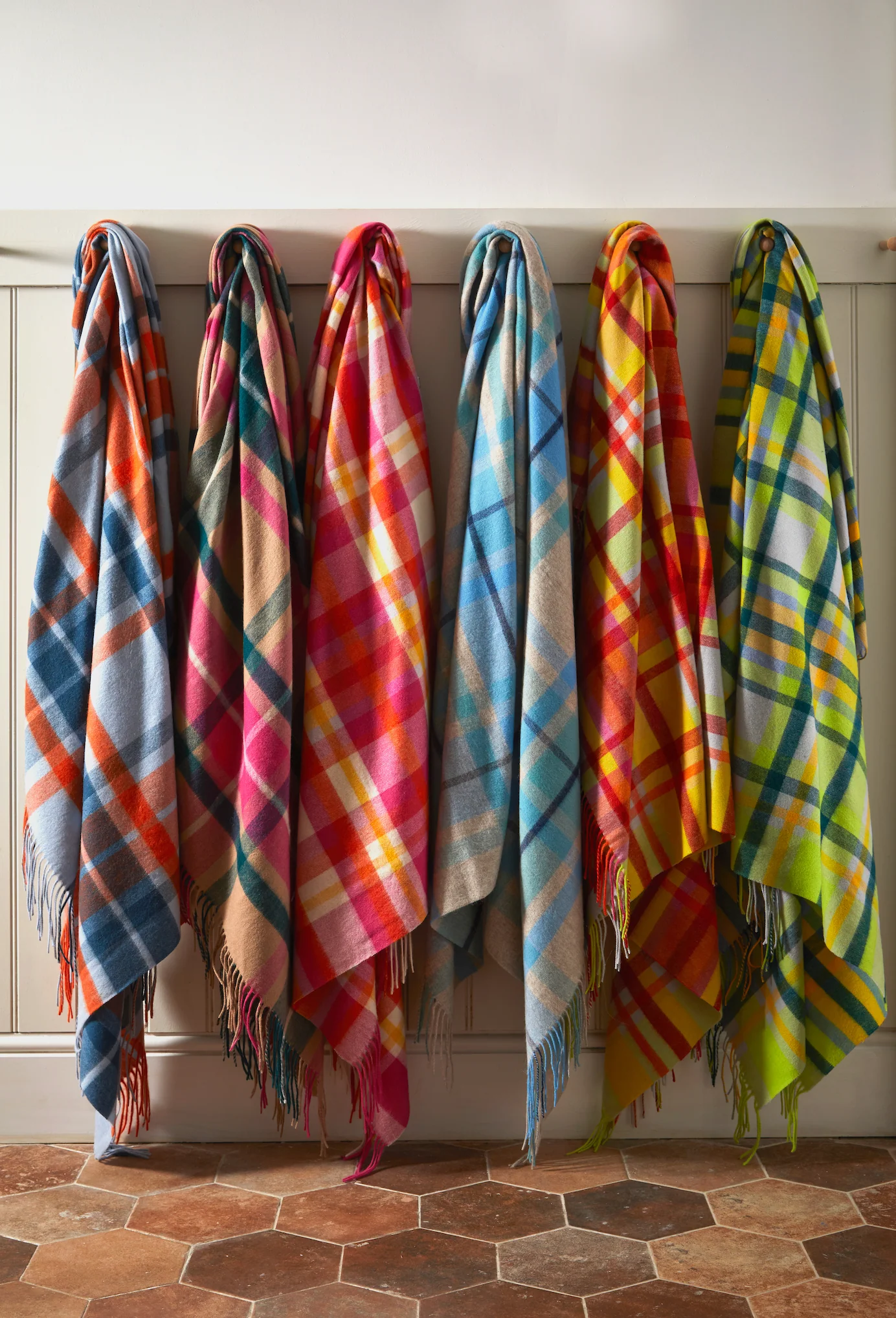 Tweedmill Lambswool Throw, Bright Check, Skye - Image 4