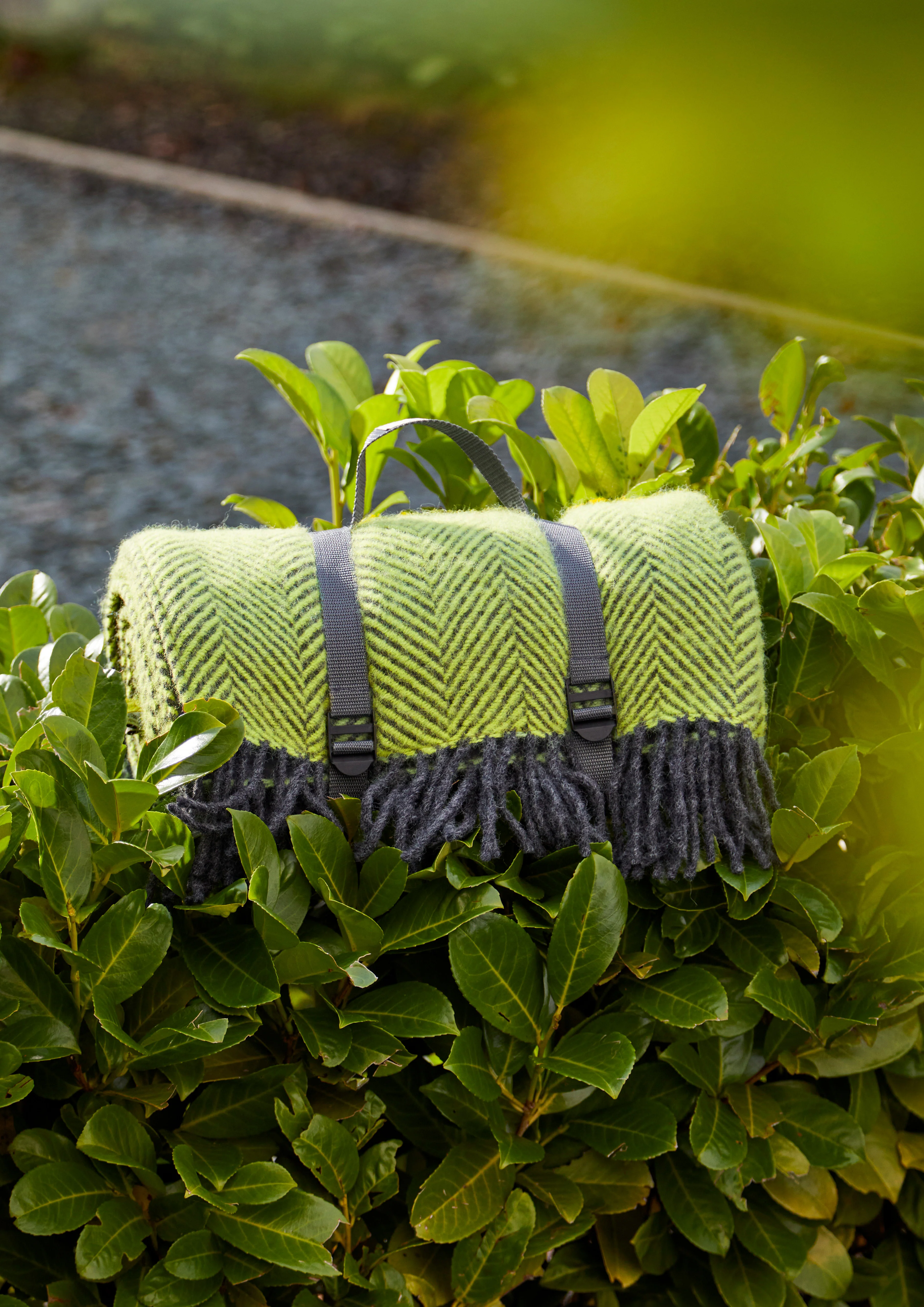 Tweedmill Polo Pure Wool Knitted Picnic Blanket, Herringbone Zest - Image 2