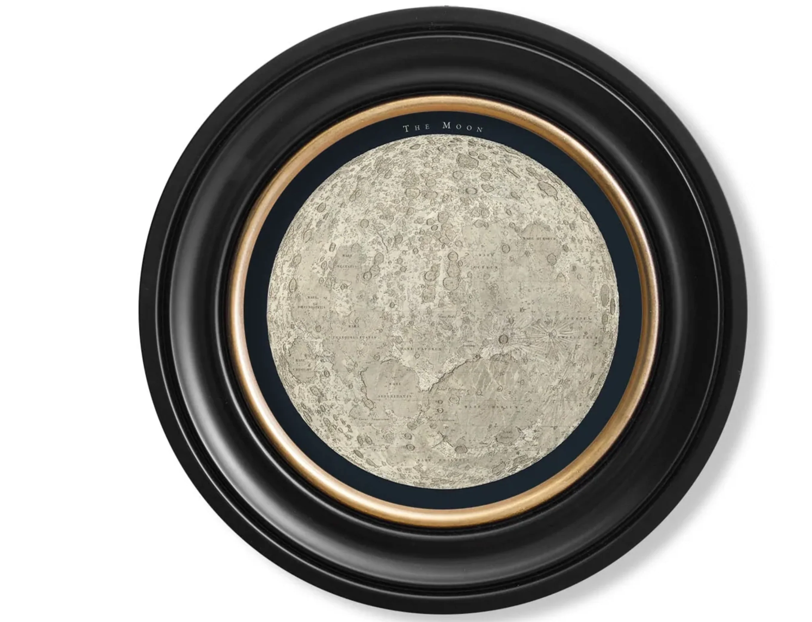 Vintage Round Framed Print, 1877 Map Of The Moon - Image 3
